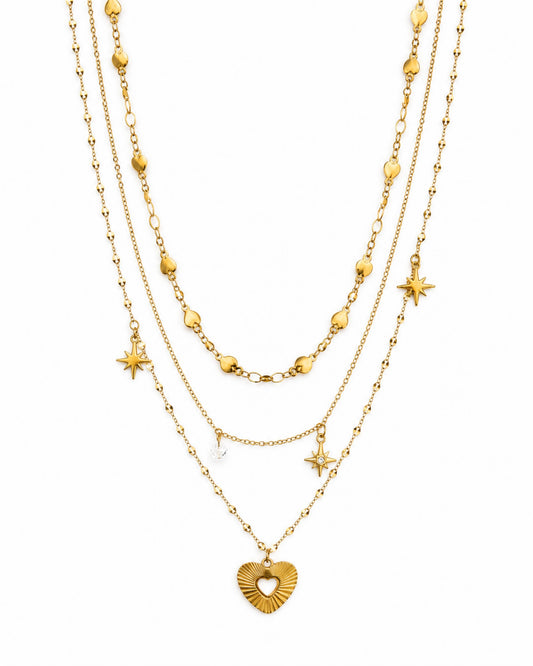 Collar Triple Sol Corazón