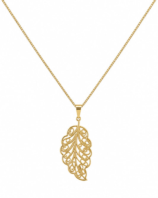 Conjunto Collar Hoja Dorada + Aros